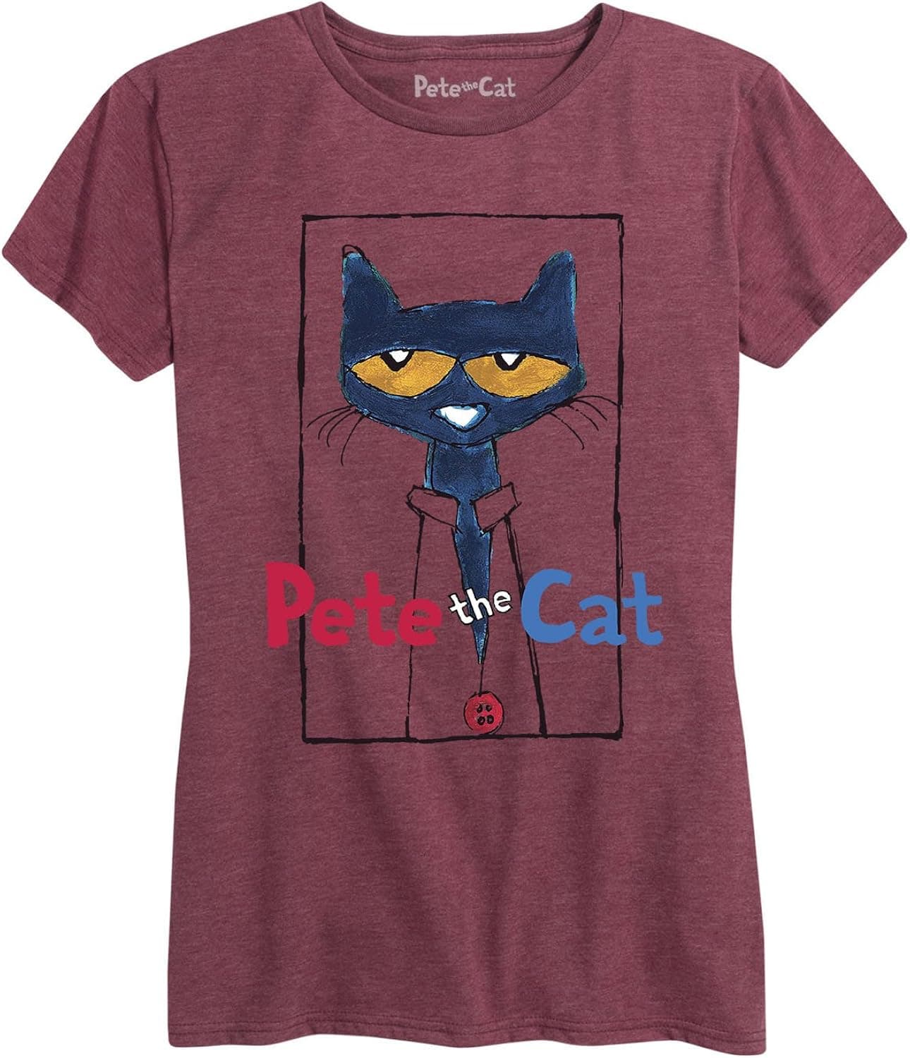 Pete the Cat Framed W Button - Women's Short Sleeve Graphic T-Shirt