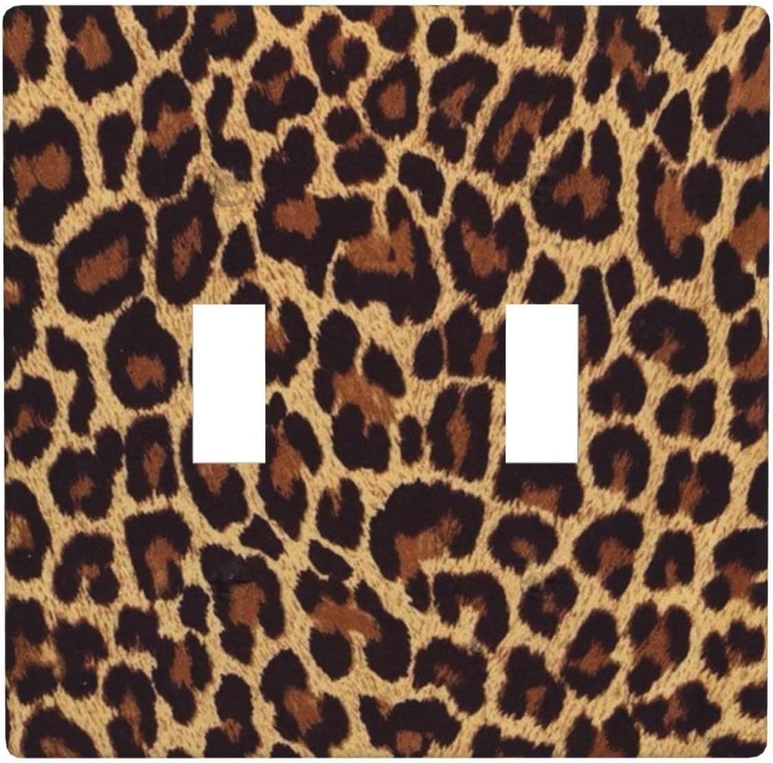 Nozidse Leopard Print Wall Plate Cover 2 Gang Toggle Light Switch Plate Cover Plastic Wall Plates Decor Print