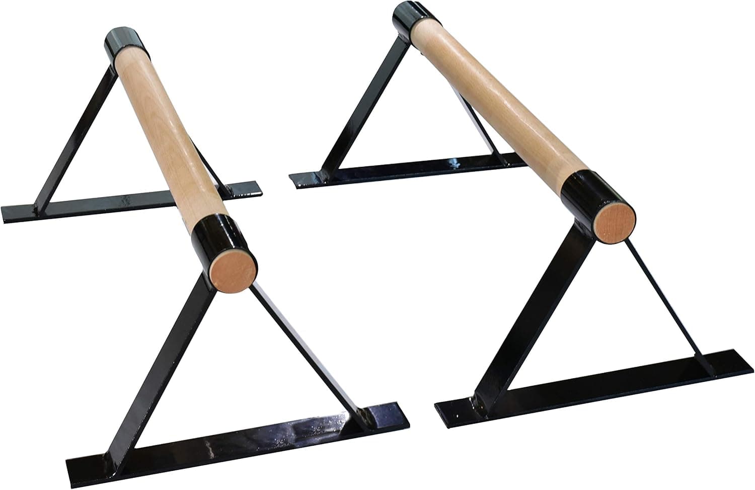 Wood Parallettes Set for Gymnastics or Push up Bars. Black in 18 inch to 24 inch Length.