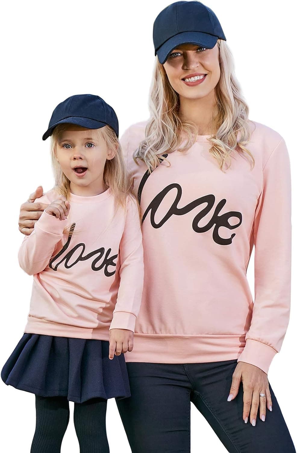 PopReal Mommy and Me Outfits Love Heart Valentine's Day Shirt Long Sleeve Pullover Sweatshirt