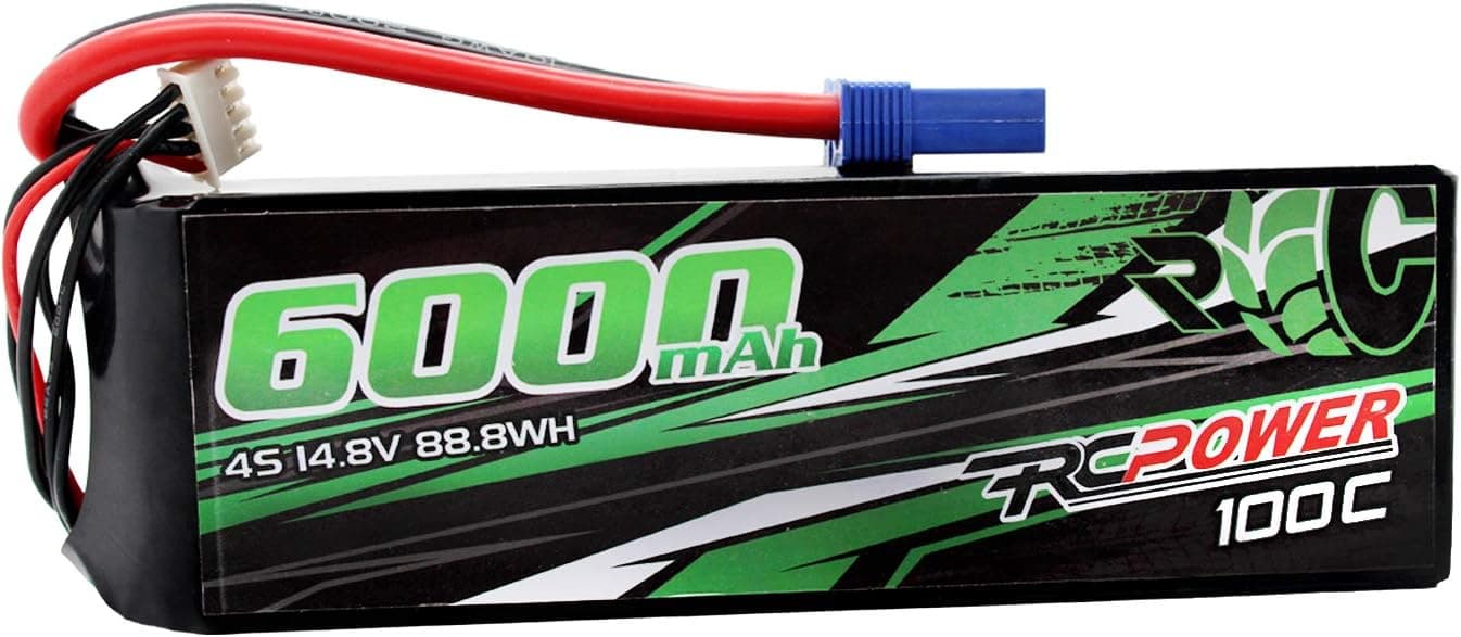 RCPOWER 14.8V 6000mAh 4S Lipo Battery 100C EC5 Plug for RC Airplane, RC Quadcopter Helicopter Battery, RC Car/Truck, RC Boat DJI Airplane