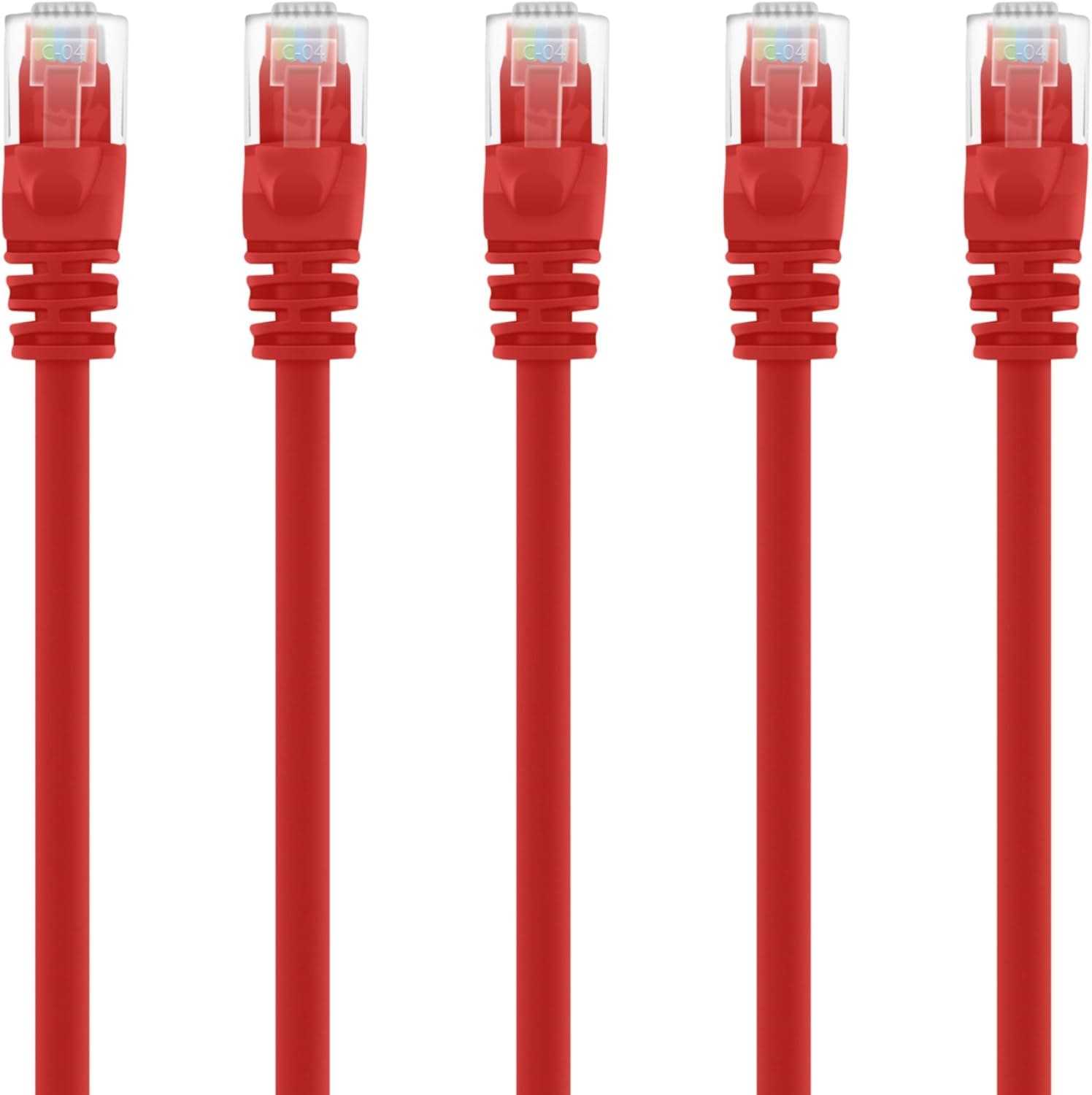 GearIT 5-Pack, Cat 6 Ethernet Cable Cat6 Snagless Patch 6 Feet - Snagless RJ45 Computer LAN Network Cord, Red - Compatible with 5 Port Switch POE 5port Gigabit