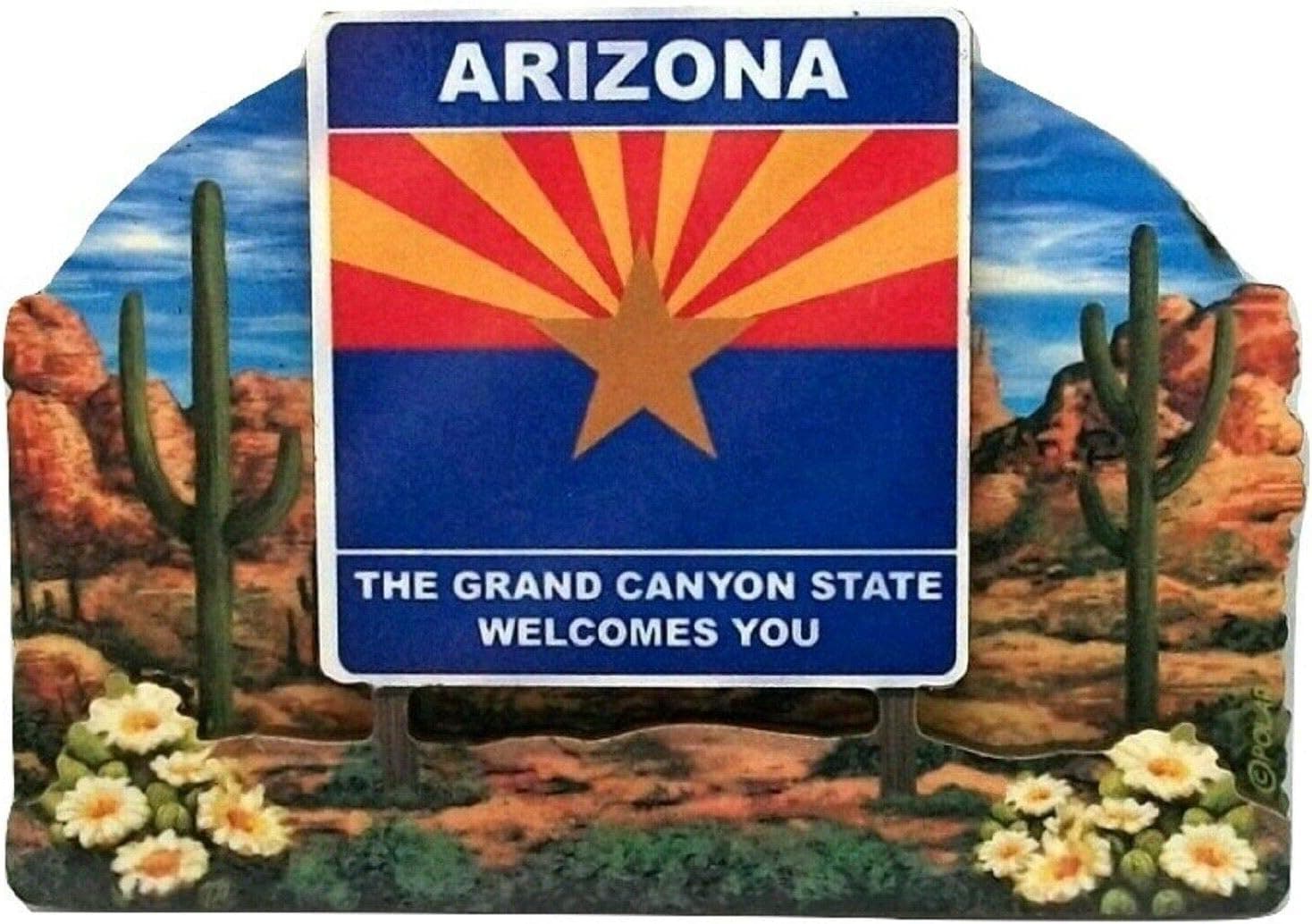 Arizona State Welcome Sign Wood Fridge Magnet 2