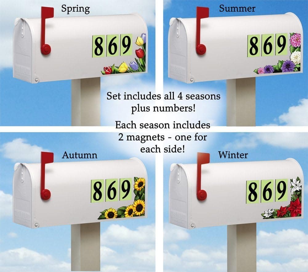 Seasonal Floral Mailbox Address Magnets