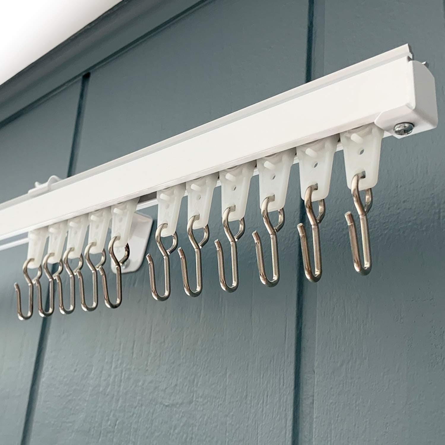 Room/Dividers/Now Curtain Track Set 1ft to 3ft Wide, Wall-Mounted - Small, For Spaces (White)