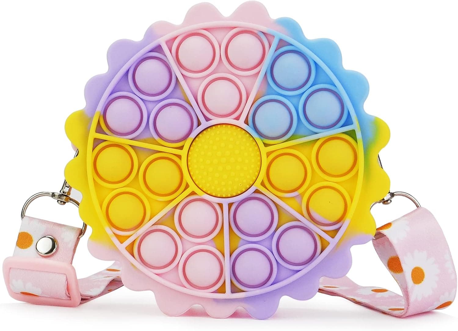 Pop Purse Fidget It Toys - Pop Shoulder Bag for Girls Push Popper Bubble Figit Crossbody Bags School Supplies for Autism to Relieve Stress, Lovely Sunflower Sensory Bag Toy for Students Kids