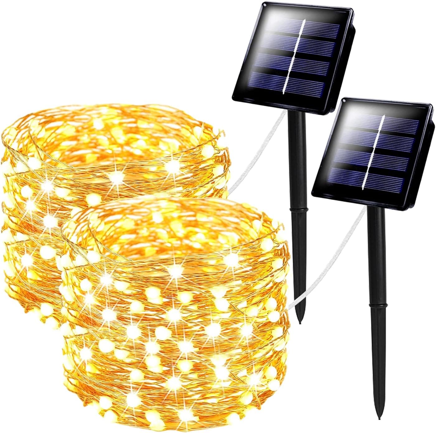 2-Pack Total 78FT 240LED solar Christmas Lights Outdoor Waterproof, Super Bright Waterproof Solar Powered LED String Lights with 8 Modes for Xmas tree Thanksgiving Day Fall Decorations (Warm White)