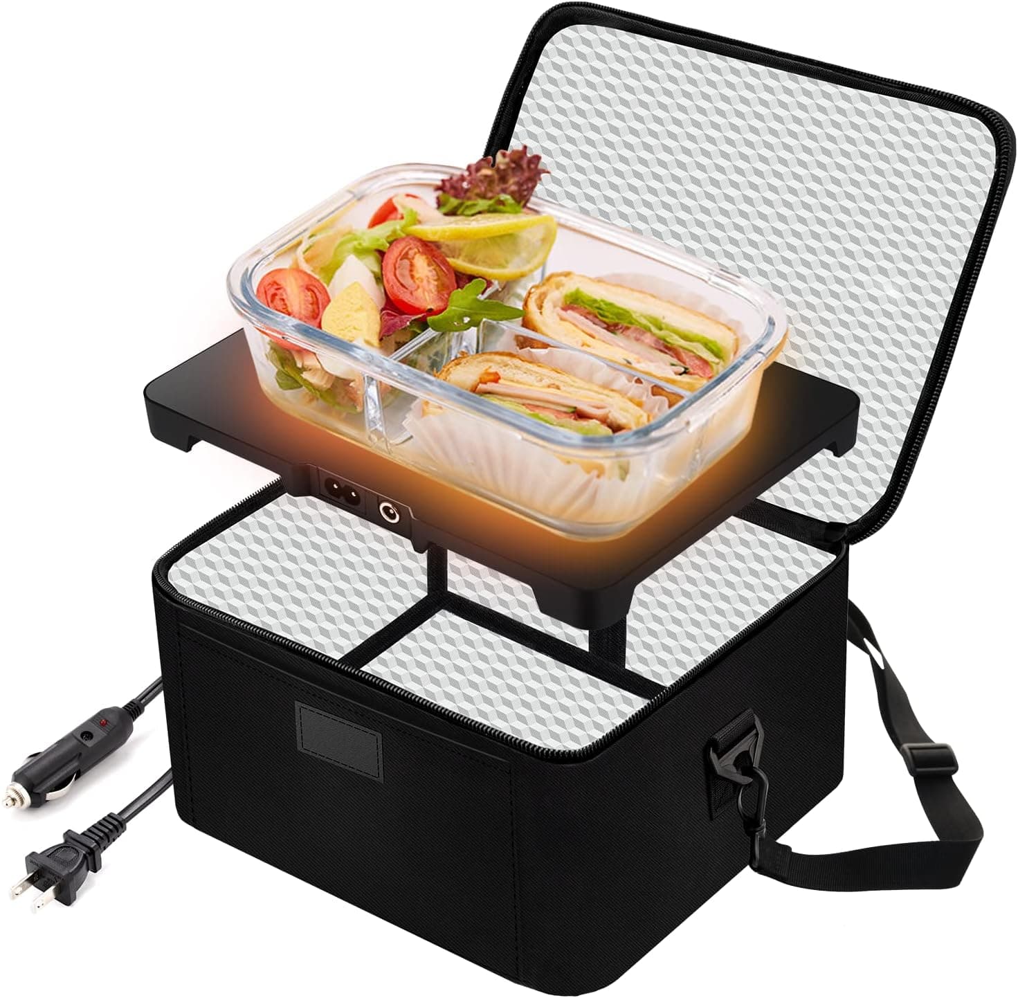 Portable Food Warmer, WatoSng 12V 24V 110V 3 in 1 Portable Microwave for Meal Reheating or Raw Food Slow Cooking Food Warmer Lunch Box, Personal Mini Oven for Car/Office/Road Trip/Picnic/Hiking