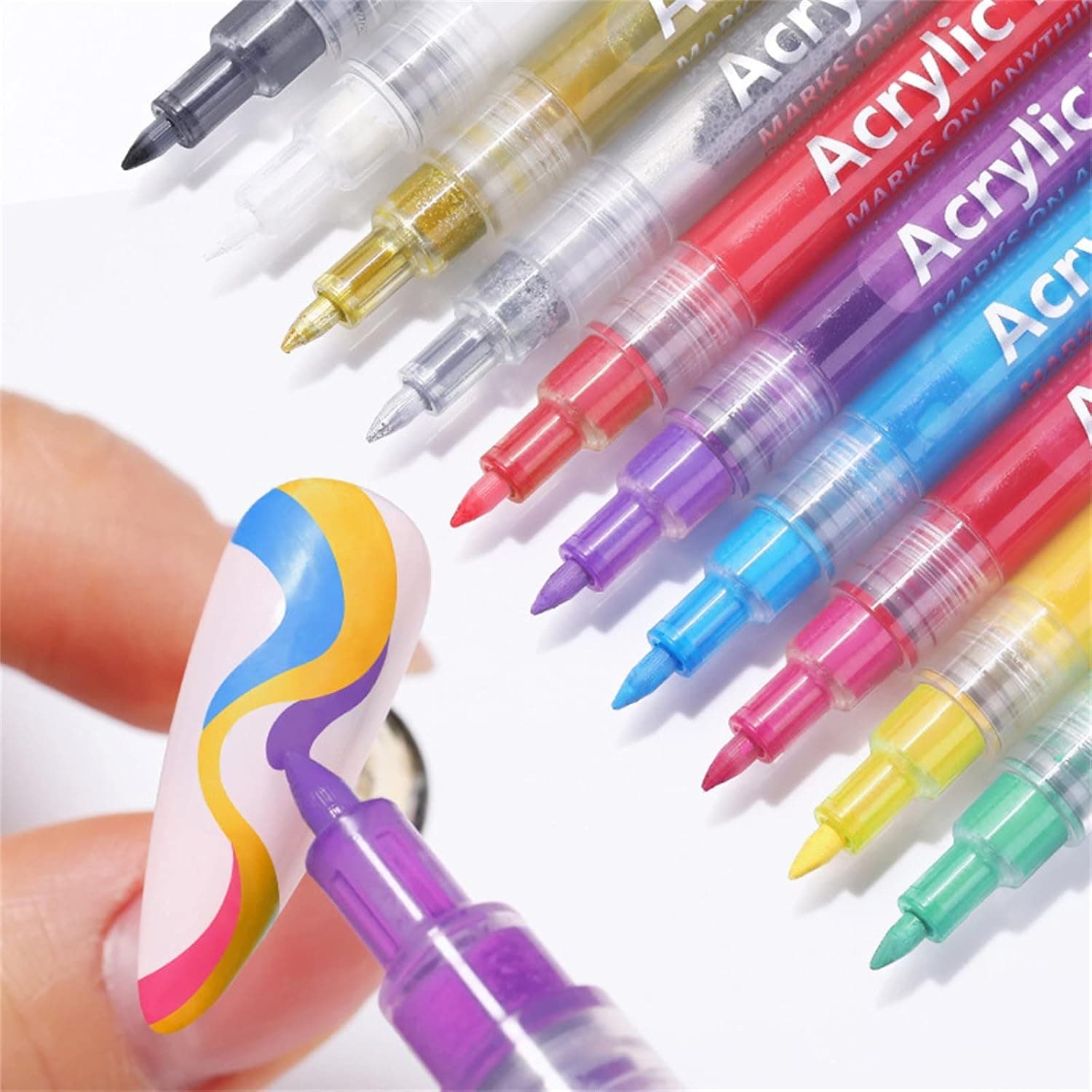1PC Nail Pen Waterproof Nail Polish Pen Quick Dry Long Lasting DIY Abstract Lines Painting Pen for Nail Portable Tip Nail Pen 2.5ml