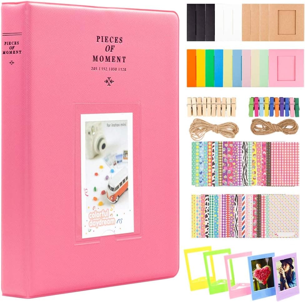 Ablus 2x3 Inch Photo Paper Film Album Set for Fujifilm Instax Mini Camera, Polaroid Snap, Z2300, SocialMatic Instant Cameras & Zip Instant Printer (128 Pockets, Flamingo Pink)