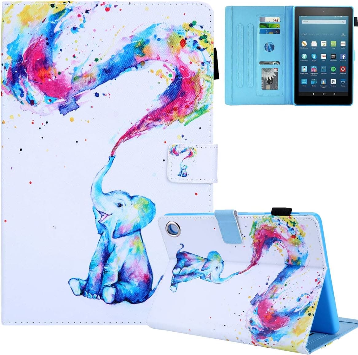 Ztongy Case for All-New Amazon Kindle HD 8 Tablet(10th Generation 2020 Release), Kindle HD 8 Plus Tablet Case, Premium PU Leather Cover with Auto Wake/Sleep for HD 8 2020 Release, Color Elephant