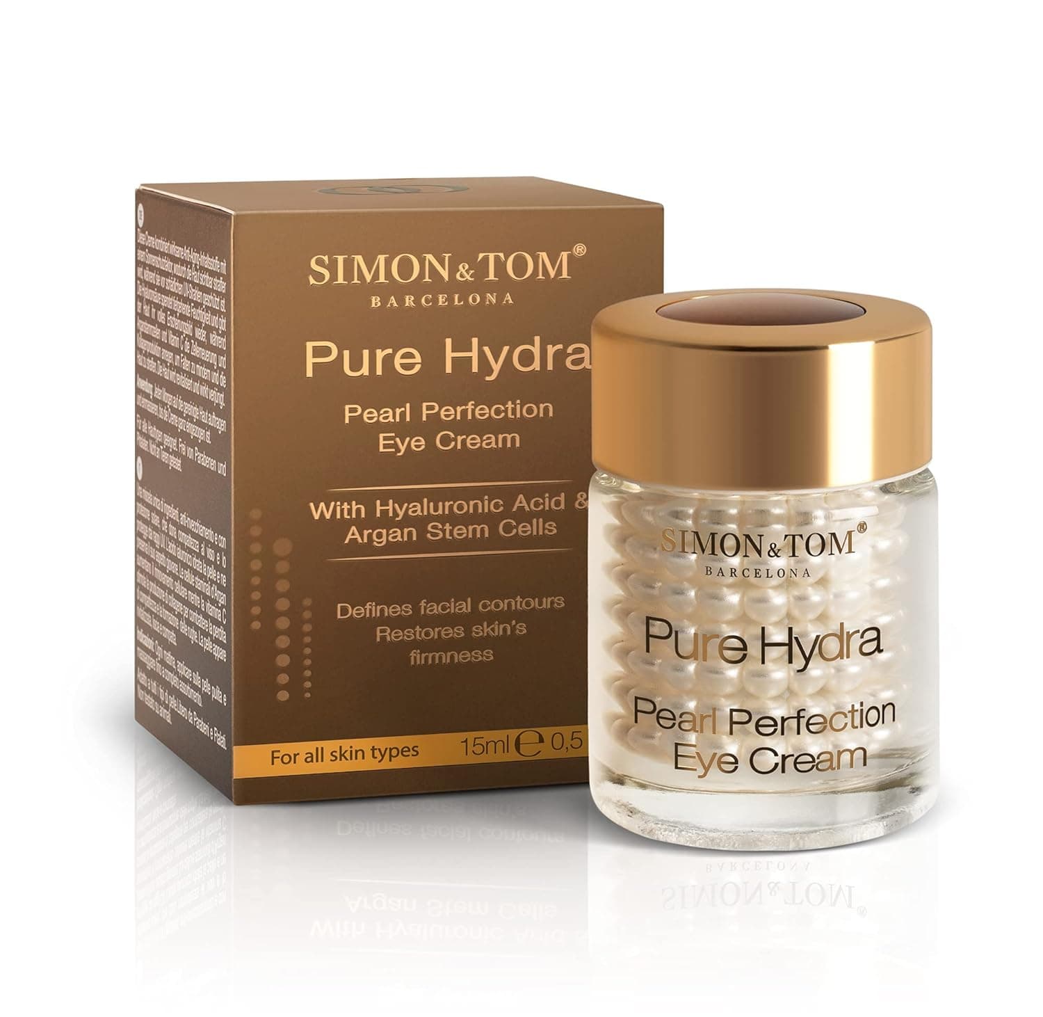 Simon & Tom Pure Hydra Pearl Perfection Eye Cream - Hydrating Hyaluronic Acid Encapsulated Eye Gel Cream for Dark Circles, Puffiness, Eye Bags, Dehydration and Fine Lines 15ml.