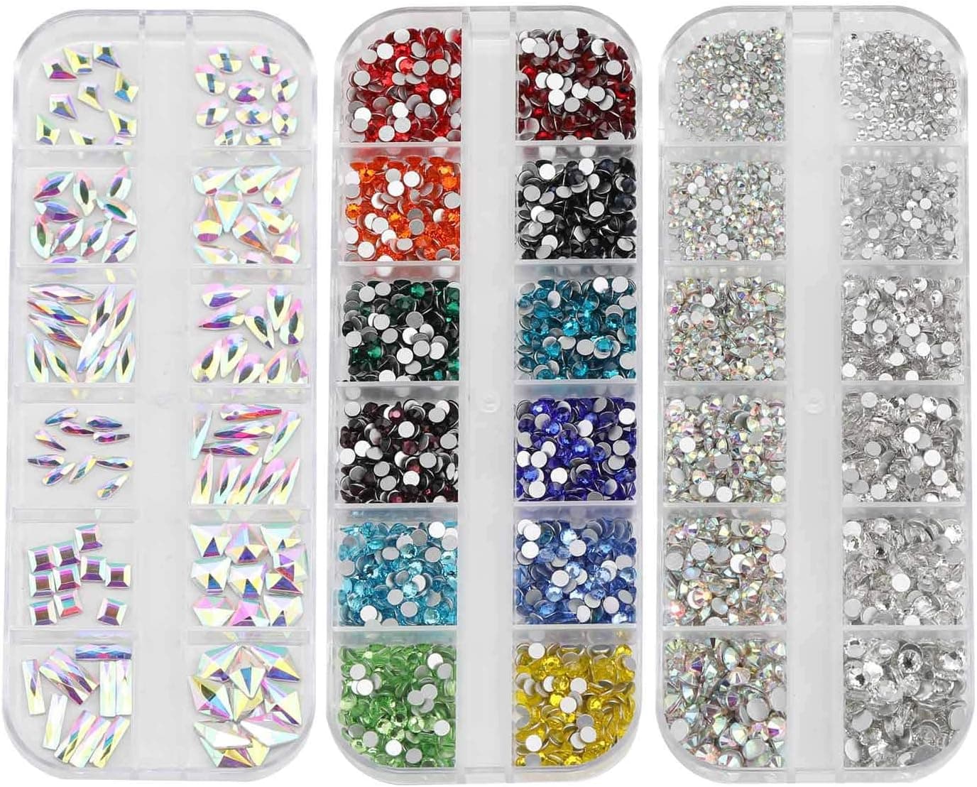 Beadsland 5280 Pieces Nail Art Rhinestones With 120 Pieces Multi Shape Glass Crystal Kit,Flatback Rhinestones For Nail Art,Crystal Rhinestones For Nails Set Mix 12 Colors and 6 Sizes (Set 05)