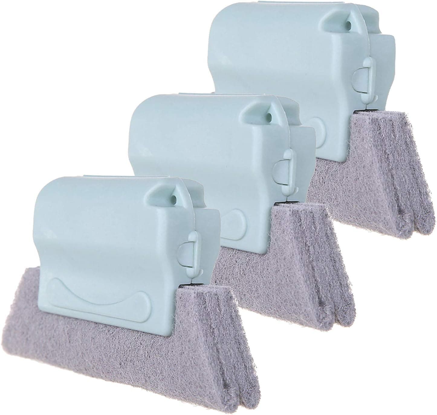 3PCS Window Groove Cleaning Brush,Hand-held Creative Magic Window Crevice Decontamination Cleaning Brush with Fixed Brush Head, Hand-held Crevice Cleaner Tools for Door, Window Slides and Gaps (Green)