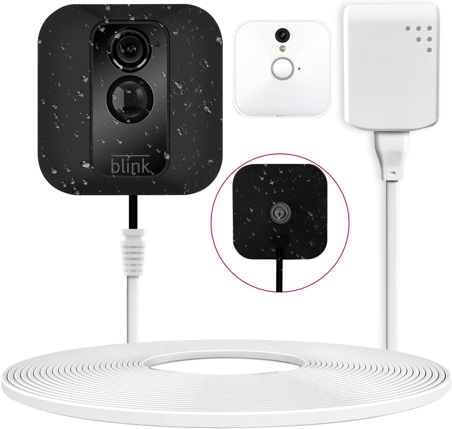 Weatherproof 16.5 Feet Power Extension Cable with Power Adapter Compatible Blink XT XT2 Outdoor & Indoor Security Camera, TYRONE Power Supply Plug and Micro USB Power Charging Cord (White) (16.5Feet)