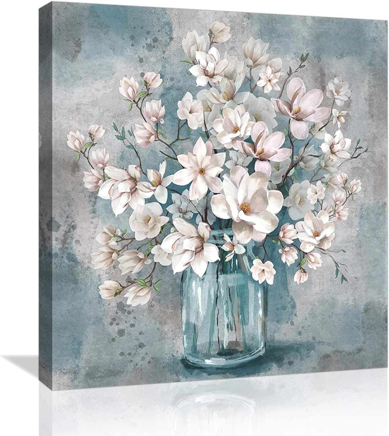 Pink Flower Wall Decor Bathroom Canvas Picture Wall Art Rustic Painting Pictures Wall Decor for Bedroom Modern Farmhouse Wall Decor Kitchen Office Wall Decoration Framed Artwork for Walls Size 14x14