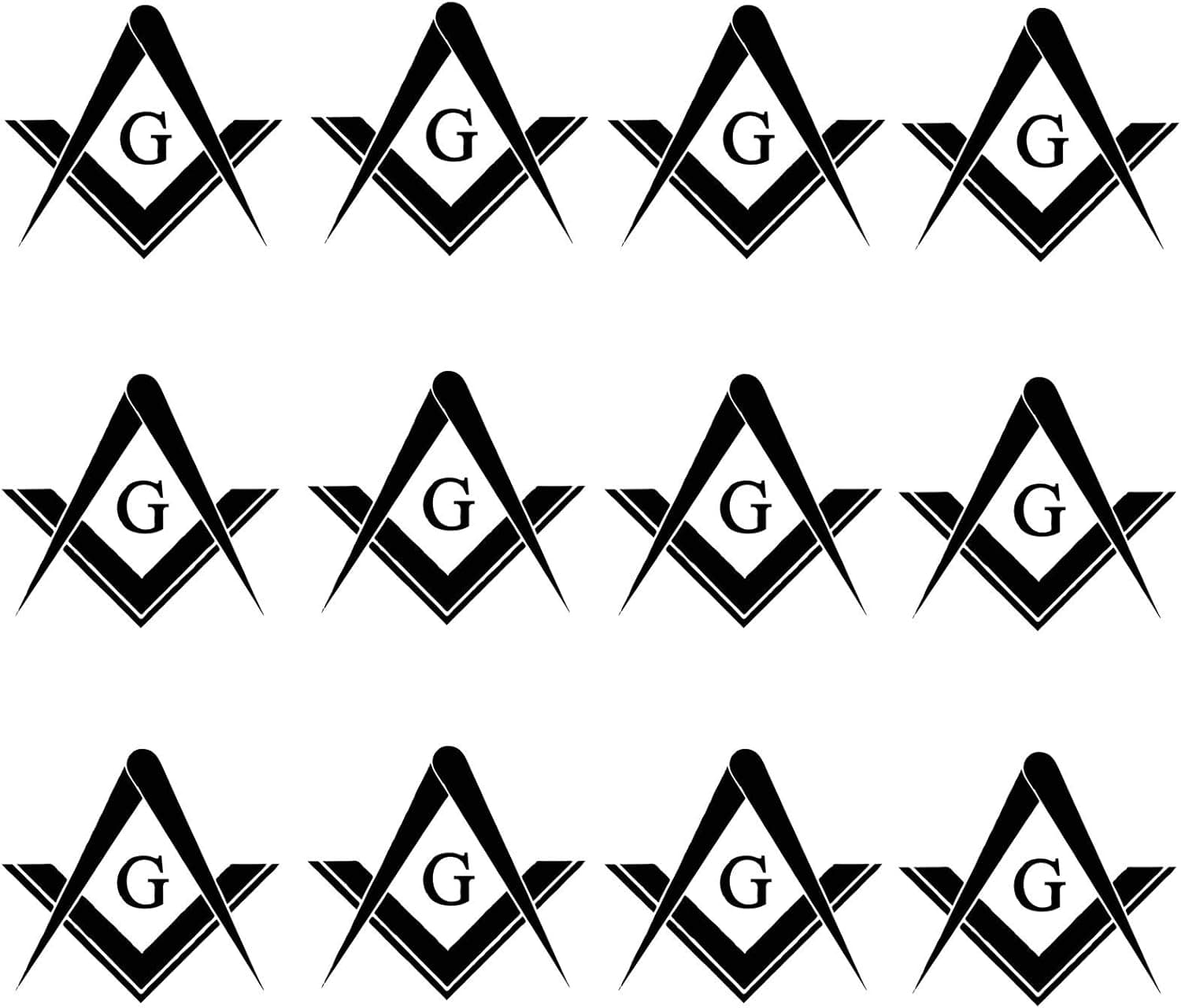 OwnTheAvenue Freemason Mason Masonic Pack Lot Vinyl Decal Sticker 2" Inches Each (Black Vinyl)