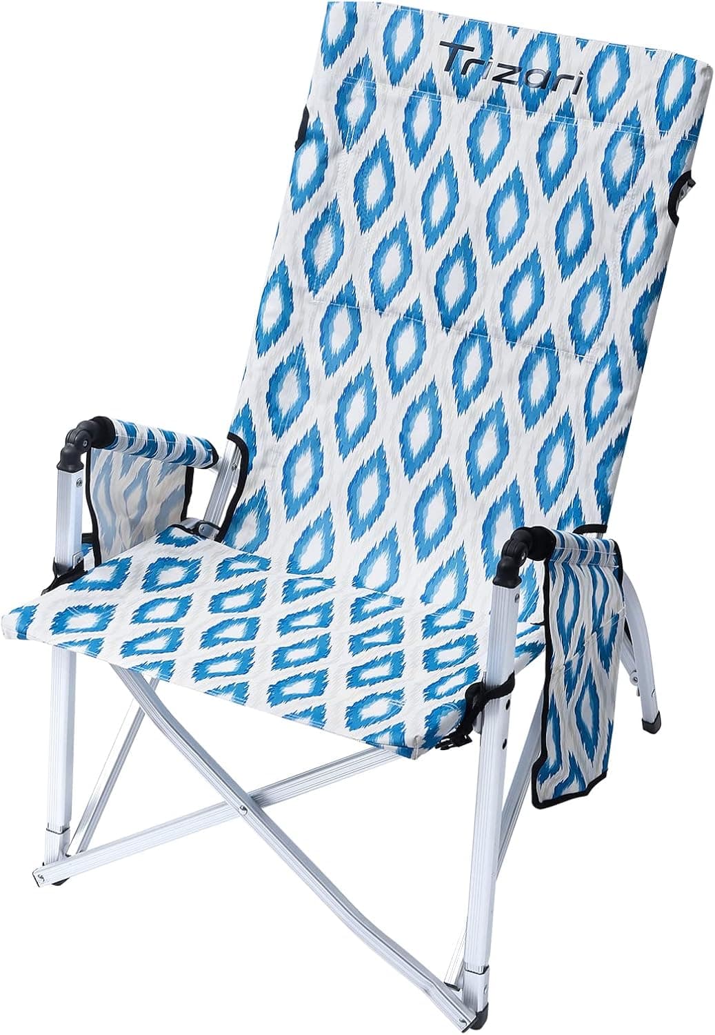 Trizari High Back Camping Chair - Ultralight Portable Folding Chairs with Handle, 2 Cup Holders,1 Storage Bag,1 Back Pocket, Carry Bag and Shoulder Strap, 300lbs Capacity