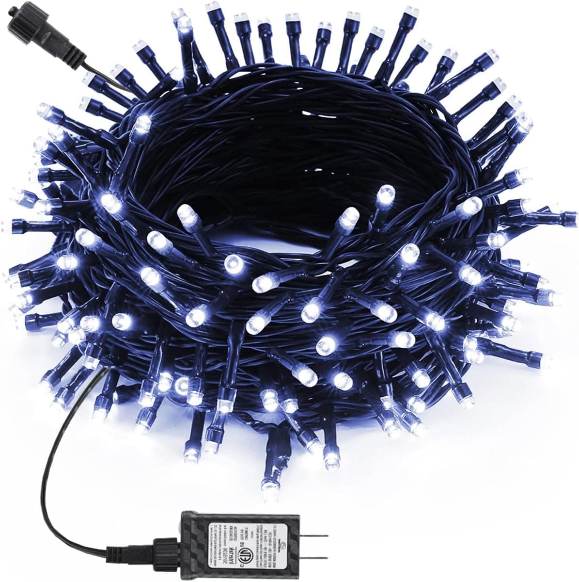 Flacchi Christmas Lights 82 ft 200 LED Timer 8 Modes Low Voltage String Lights Indoor Outdoor White