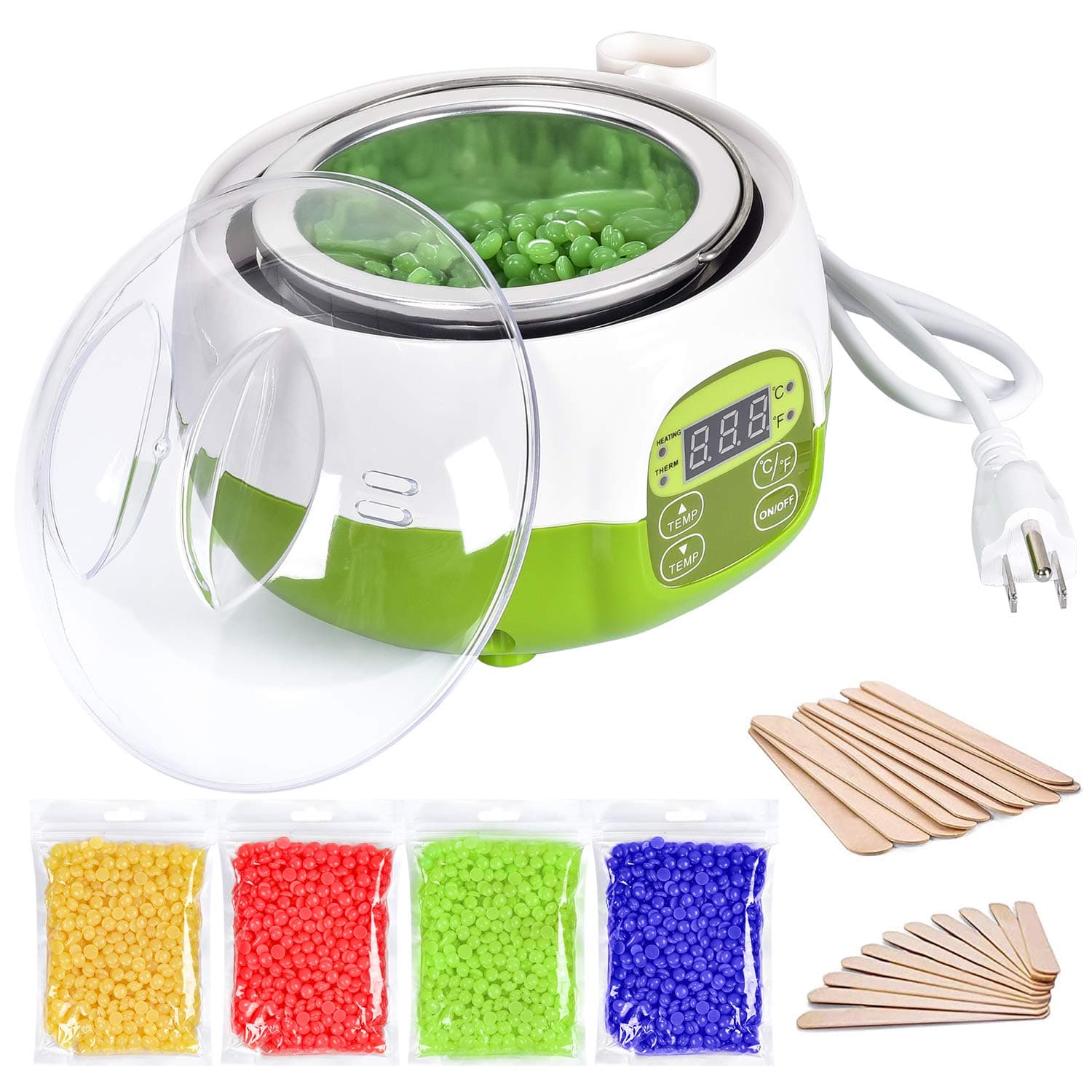 DeveSouth 17oz Green Wax Warmer Machine Hair Removal Kit Digital Display Waxing Bean Device