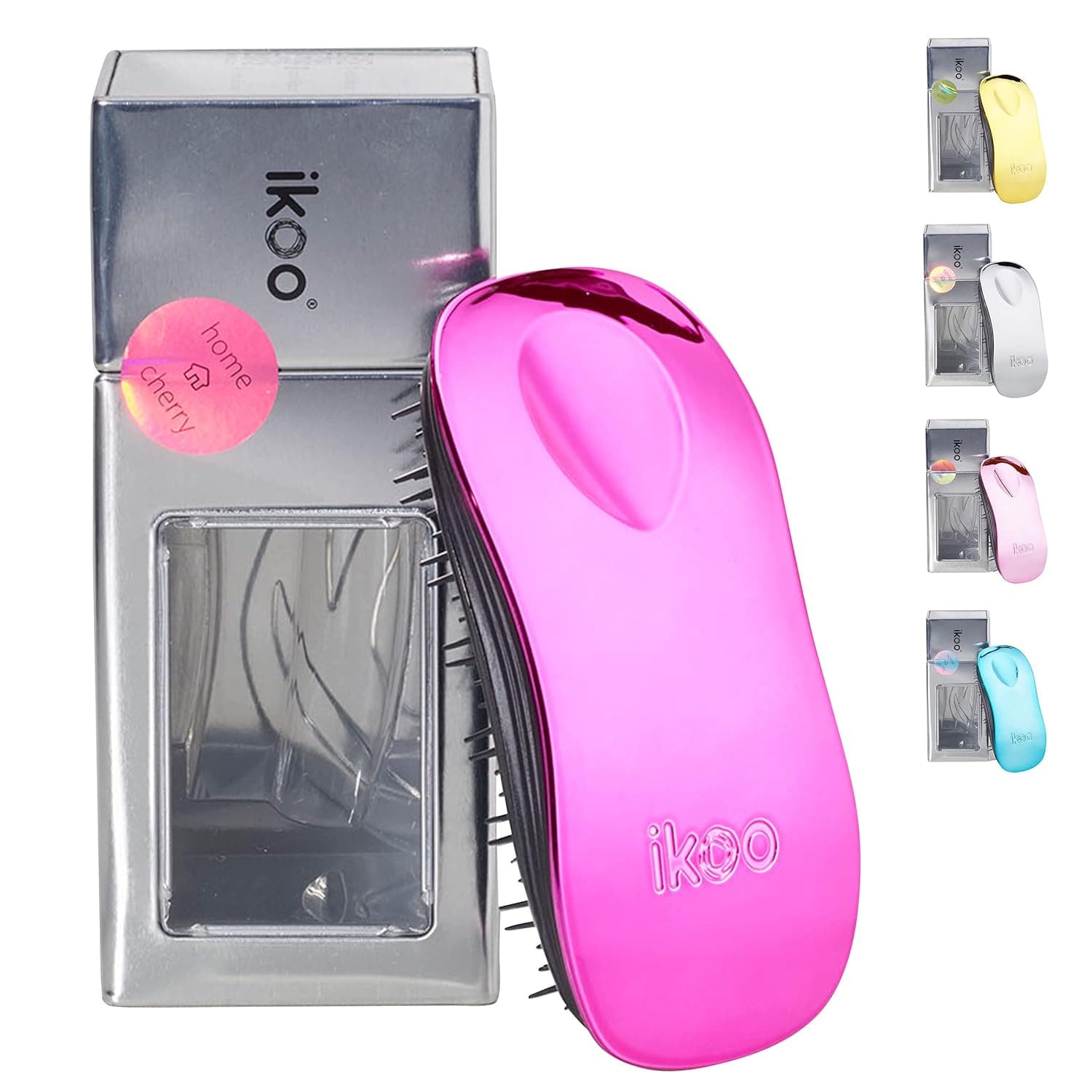 ikoo Hair Detangling Brush for Women, Detangler Hairbrush for Adults & Kids, Gentle Scalp Massaging Bristles for Natural, Wavy, Curly, Thick, Wet or Dry Hair, Cherry