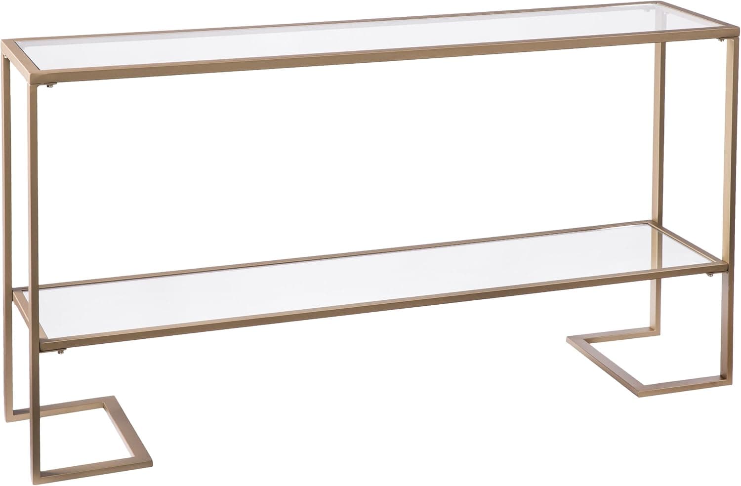 Metal Skinny Console Table - Slim Profile w/Mirror Top (52x29)