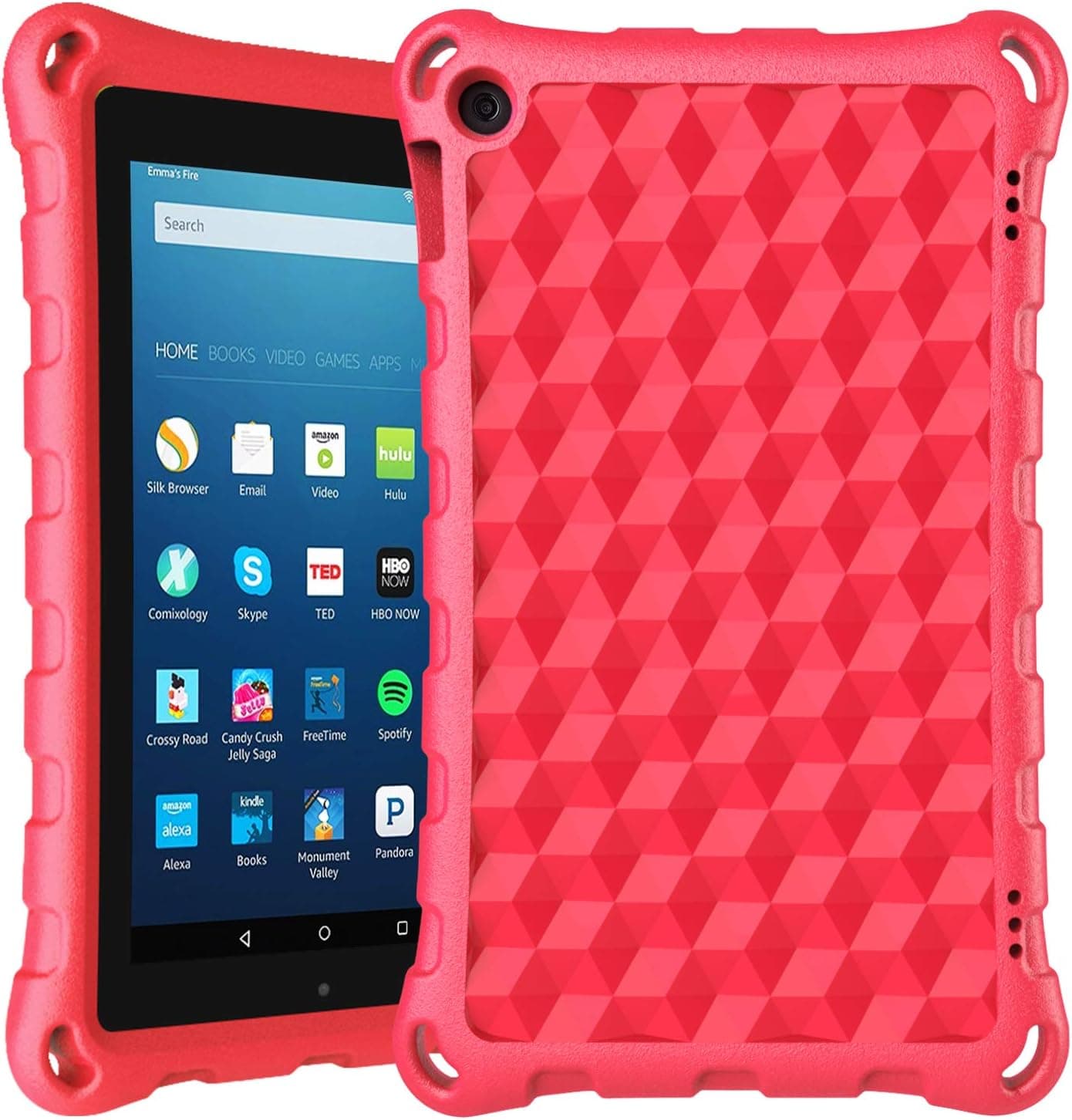 Case for H D 8 Tablet Case - Auorld Light Weight Kid-Proof Case for All New H D 8 Tablet (Compatible with 2018/2017/2016 Release) (Red)