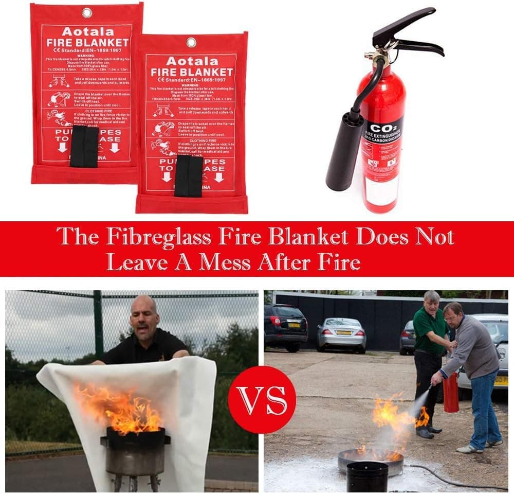 Aotala Fire Blanket Emergency Surival Fire Blankets Fiberglass Flame Retardant Protection and Heat Insulation for Kitchen,Fireplace,Grill,Car,Camping (6Pack)