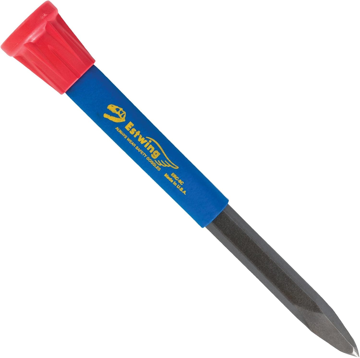 ESTWING Rock Chisel - 9" x 3/4" Geological Tool with Pointed Tip & Vinyl Cushion Grip - ERC-9C