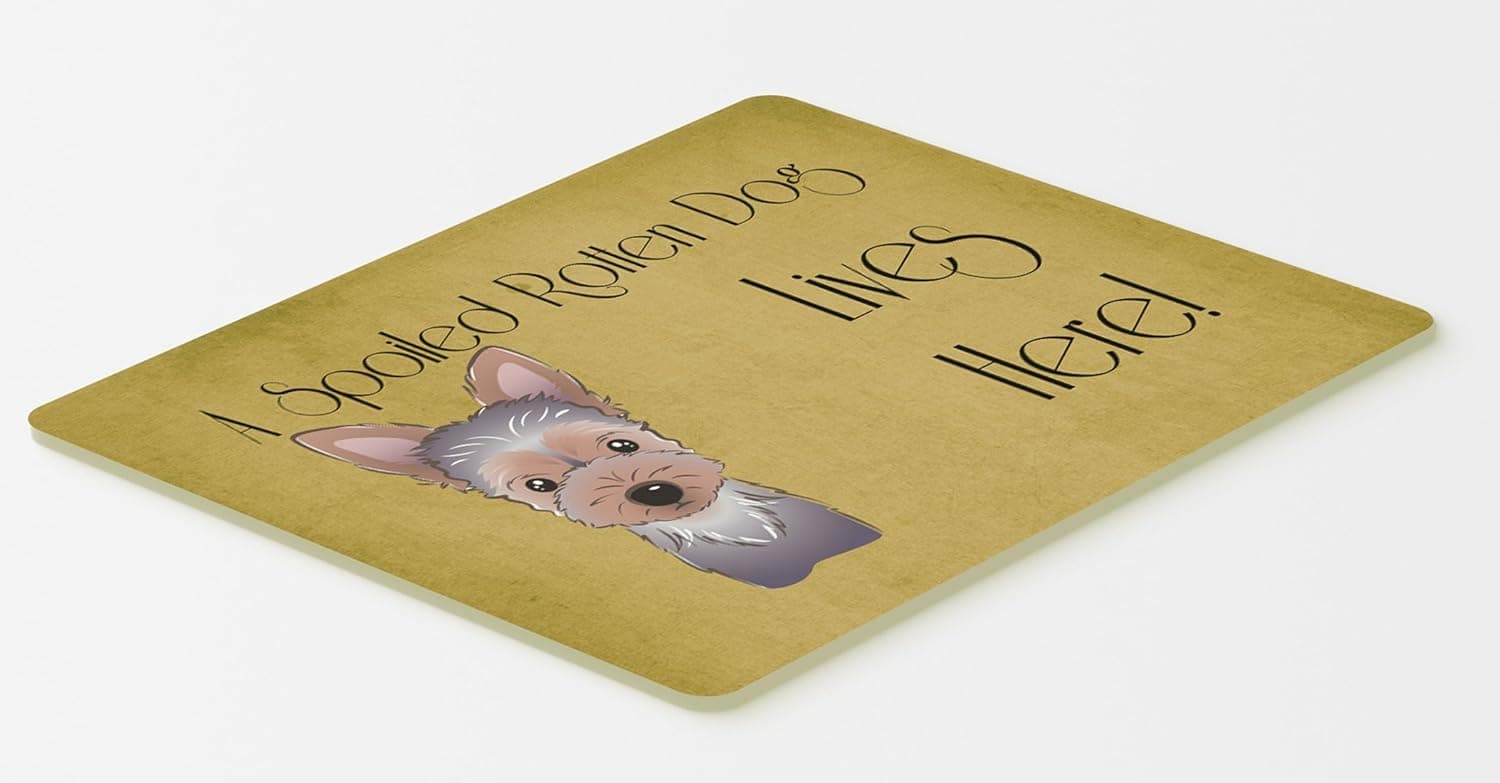 Caroline's Treasures Yorkie Puppy Spoiled Dog Lives Here Kitchen or Bath Mat, 20 by 30", Multicolor