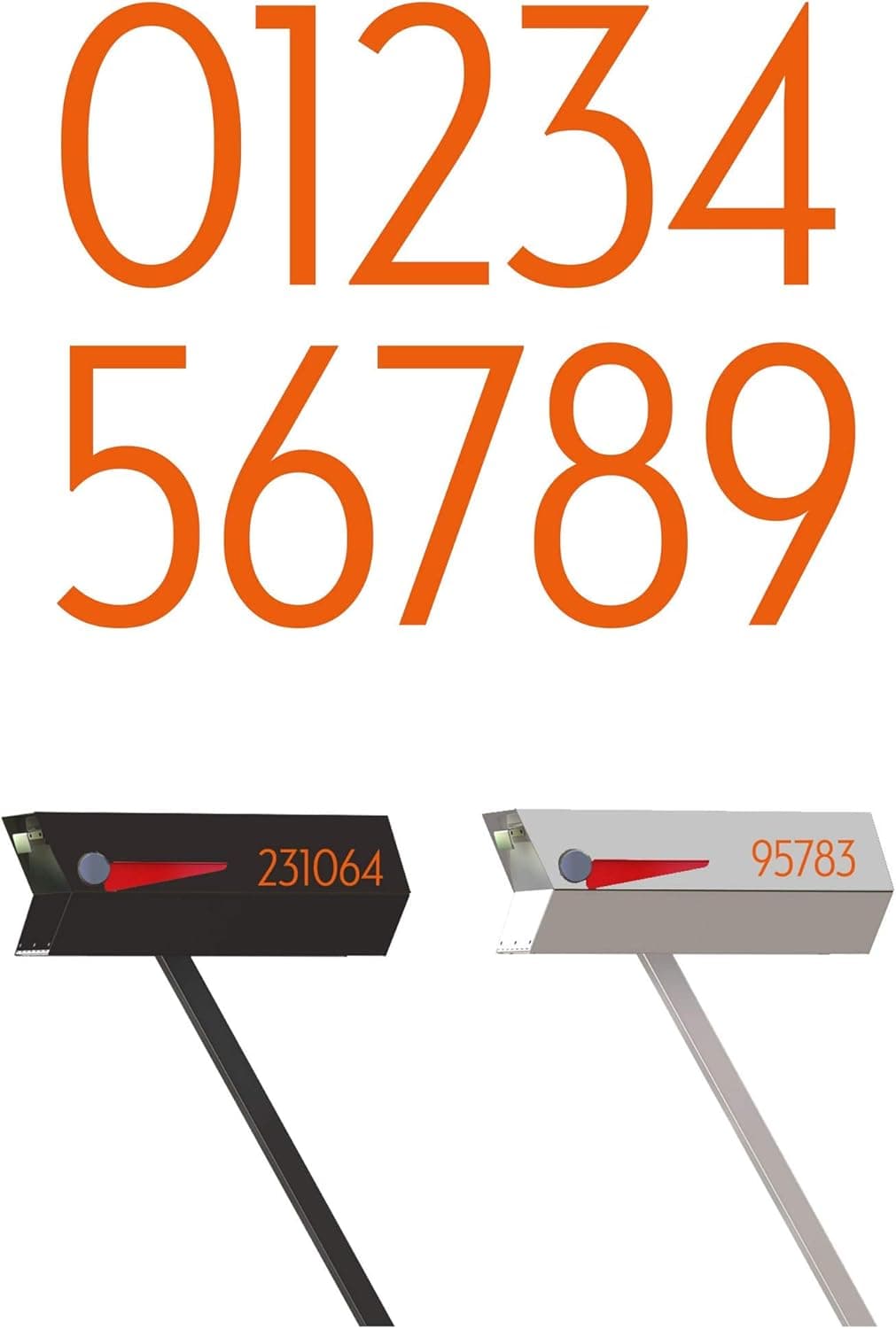 modbox USA Modern Mailbox Numbers, Custom Cut to Order, Set of 2 (Orange)