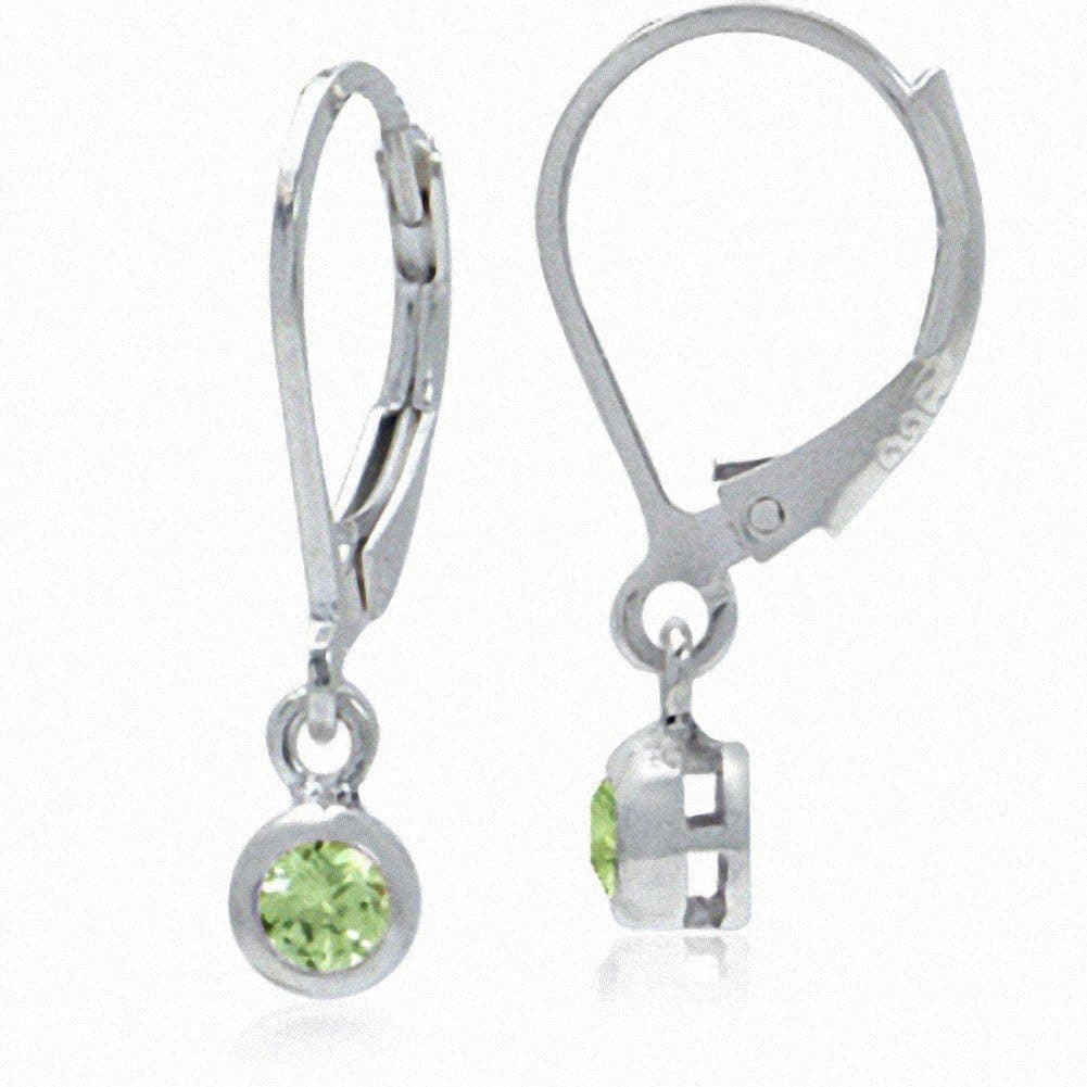 Silvershake 3mm Extra Petite Natural Round Shape Peridot 925 Sterling Silver Leverback Dangle Earrings