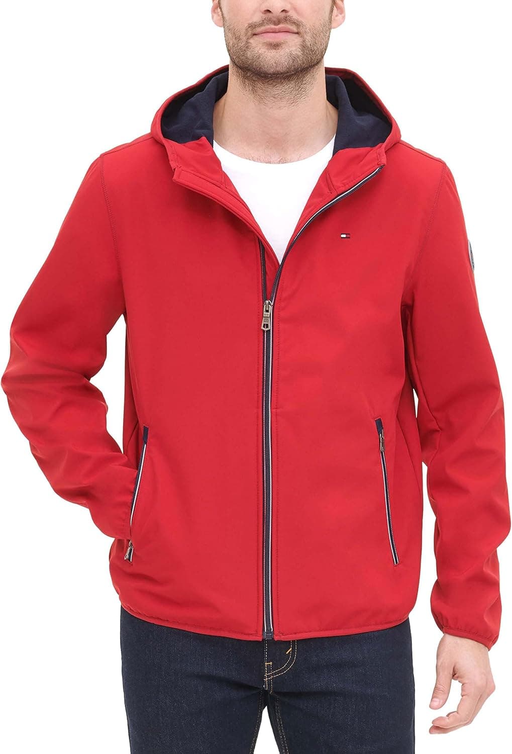 Tommy Hilfiger Men's Lightweight Water Resistant Breathable Hooded Performance Softshell Jacket