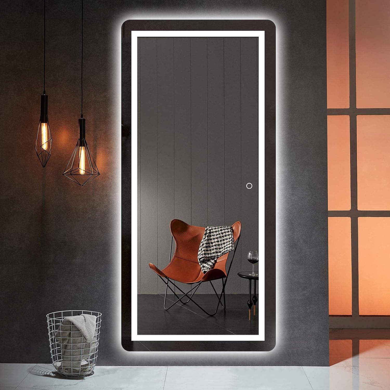 NeuType LED Bathroom Mirror LED Mirror for Bathroom with Touch Switch, Hanging Horizontally or Vertically (47x22inch (Round Corner))