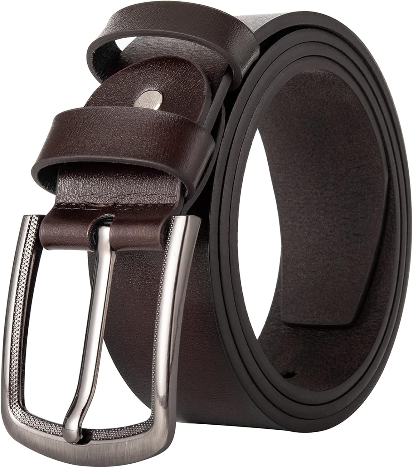 Gunsound Men's 1.5" Casual Leather Belt for Jeans With Classic Single Prong Buckle - Designed in Italy