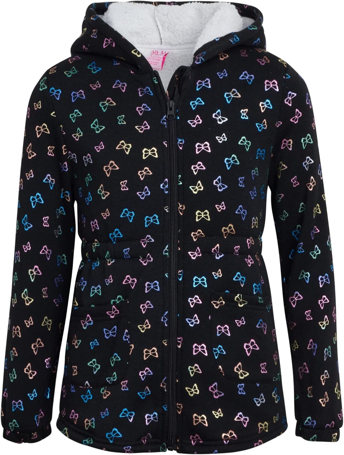 Real Love Girls' Sweatshirt - Fully Sherpa Lined Heavyweight Plush Fuzzy Zip Up Hoodie (7-16)