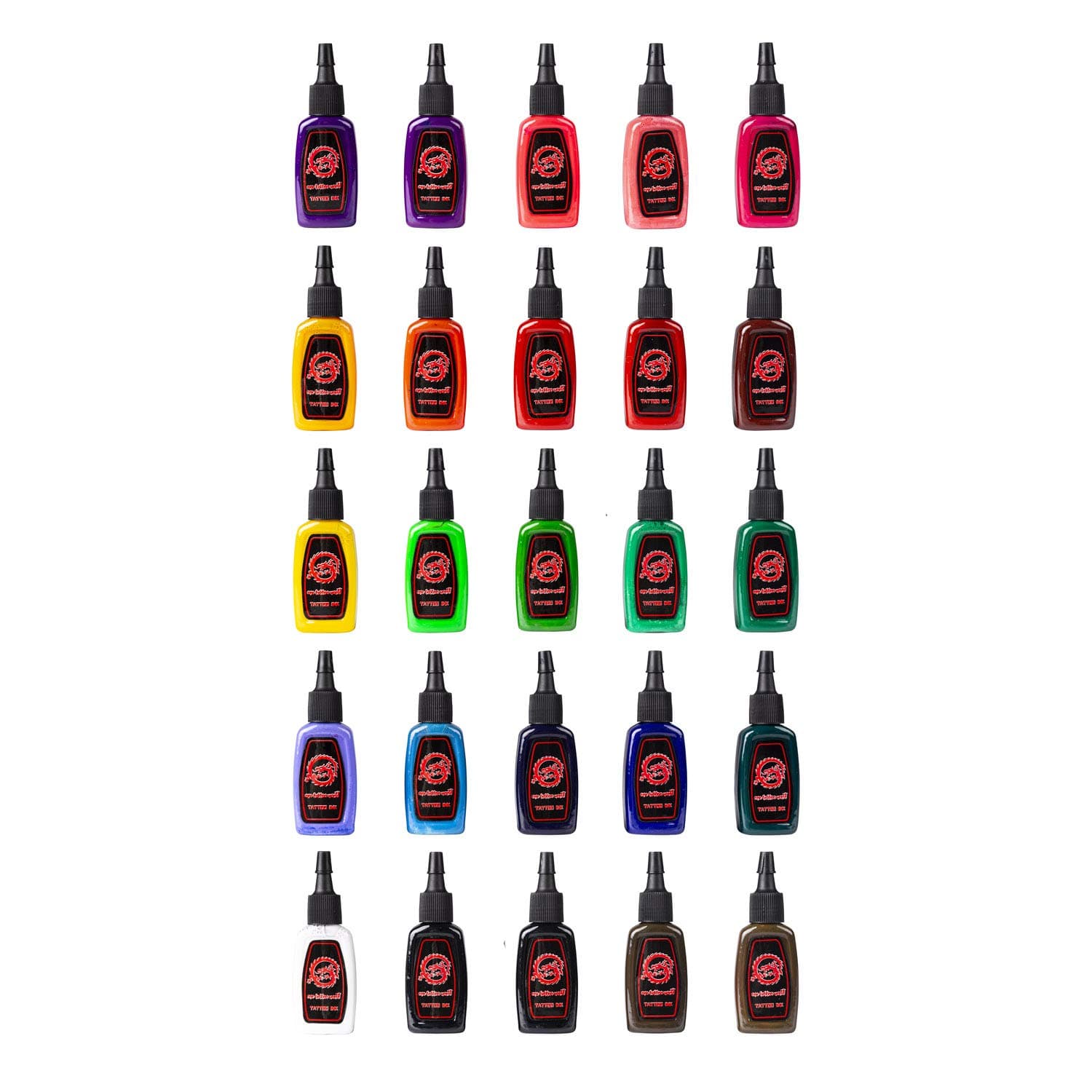 One Tattoo World Premium Tattoo Ink Set | 25 Colors | 1/2 oz / 15ml Bottles
