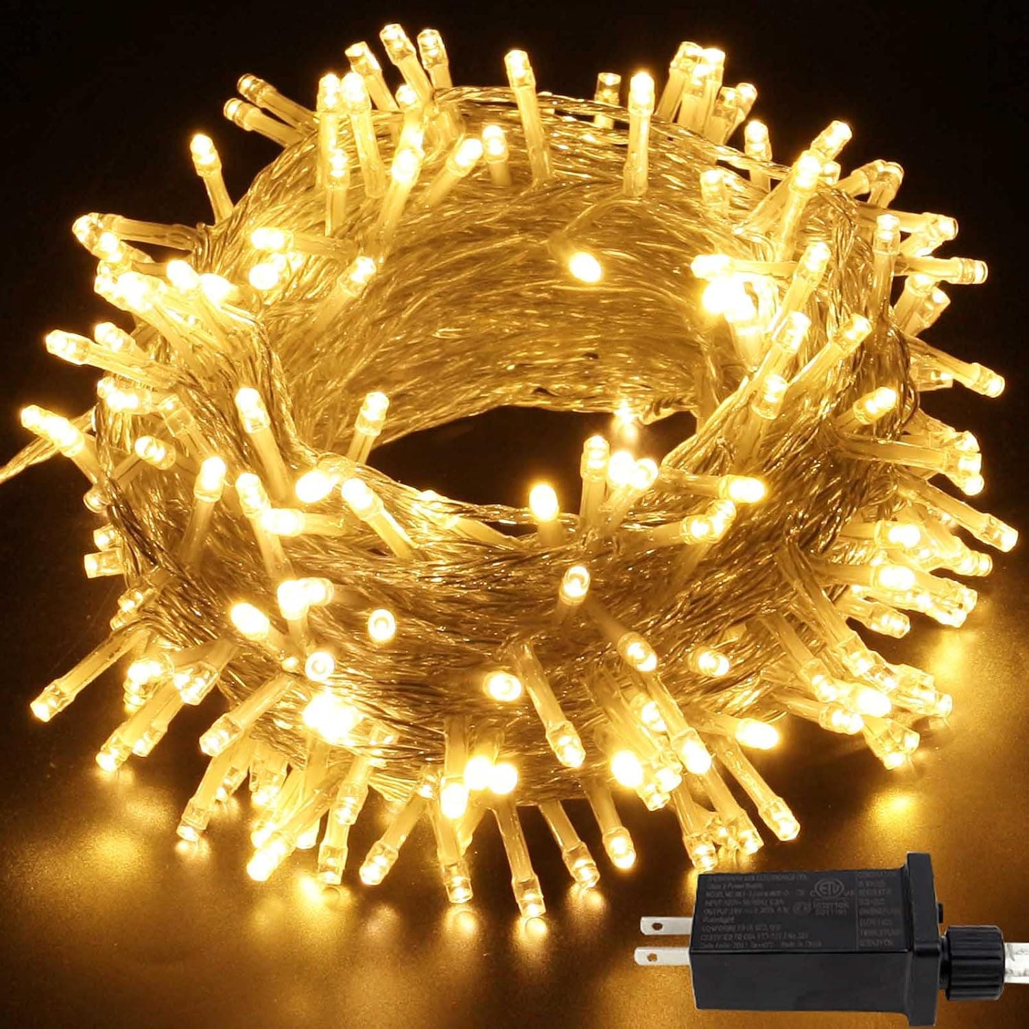 EXF 95ft Warm White Christmas Lights Indoor/Outdoor Waterproof, 240 LED 8 Modes Clear Wire Fairy String Lights for Xmas Tree, Party Wedding Decorations