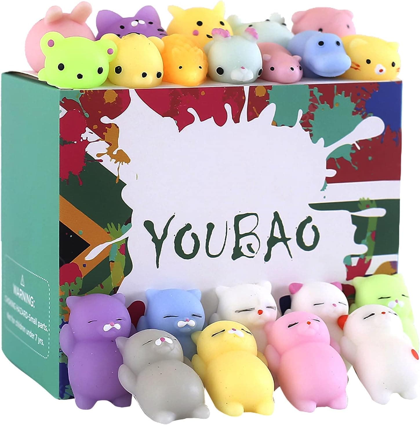 YOUBAO Mochi Squishy Toys 35 Pack Kawaii Mini Animals Squishies Toys Suitable for Pinata Filler,Birthday Gift Parties, Class prizes