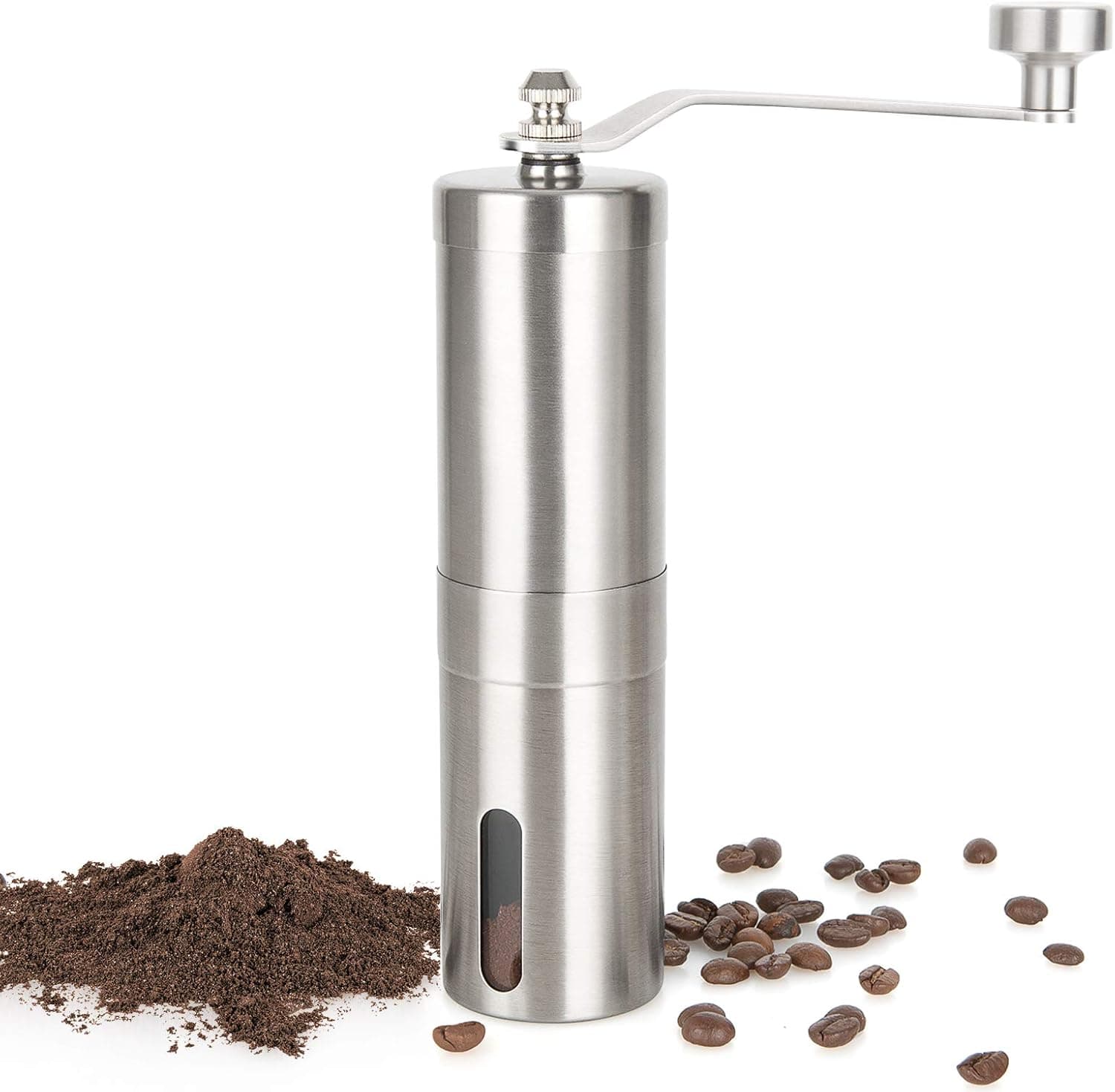 Gtonksye Manual Coffee Grinder with Adjustable Coarseness,Brushed Stainless Steel Coffee Bean Grinder