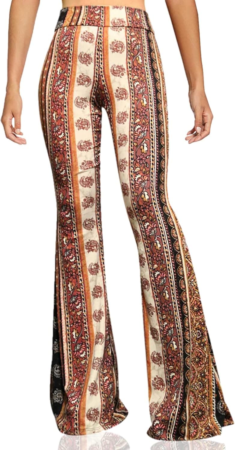 ShopMyTrend SMT Women's High Waist Wide Leg Long Palazzo Bell Bottom Yoga Pants