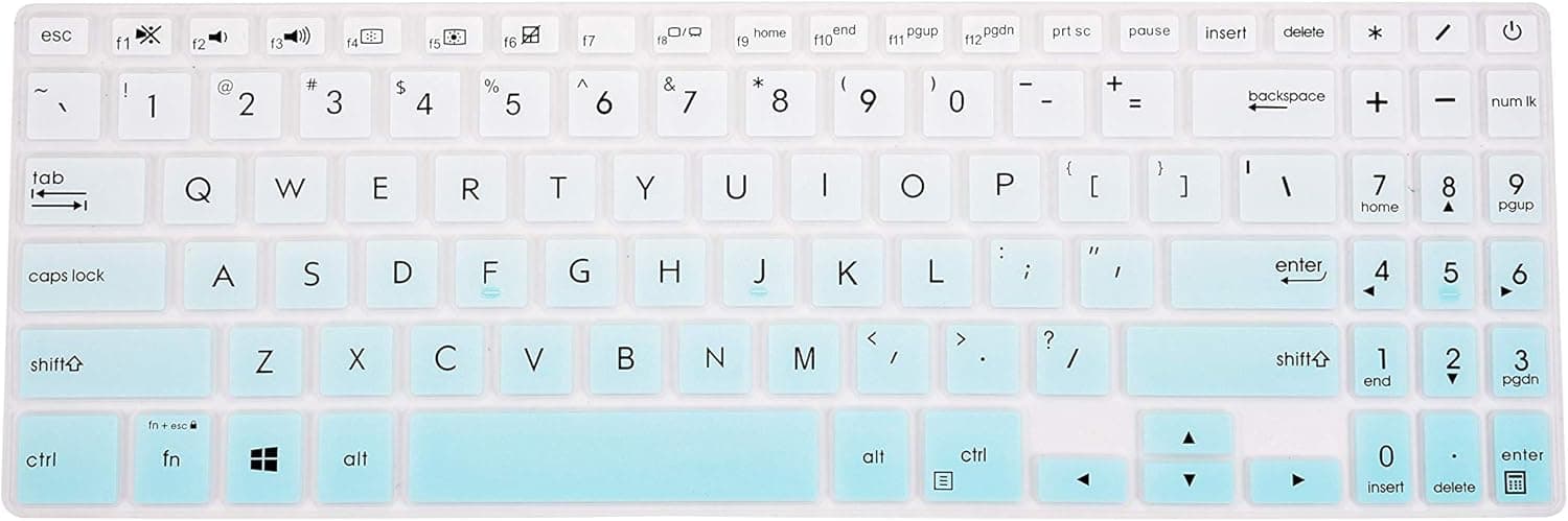 Leze - Ultra Thin Keyboard Skin Cover Compatible with 15.6" Asus ZenBook 15 UX533FD UX534FT Ultra-Slim Laptop - Gradual Mint