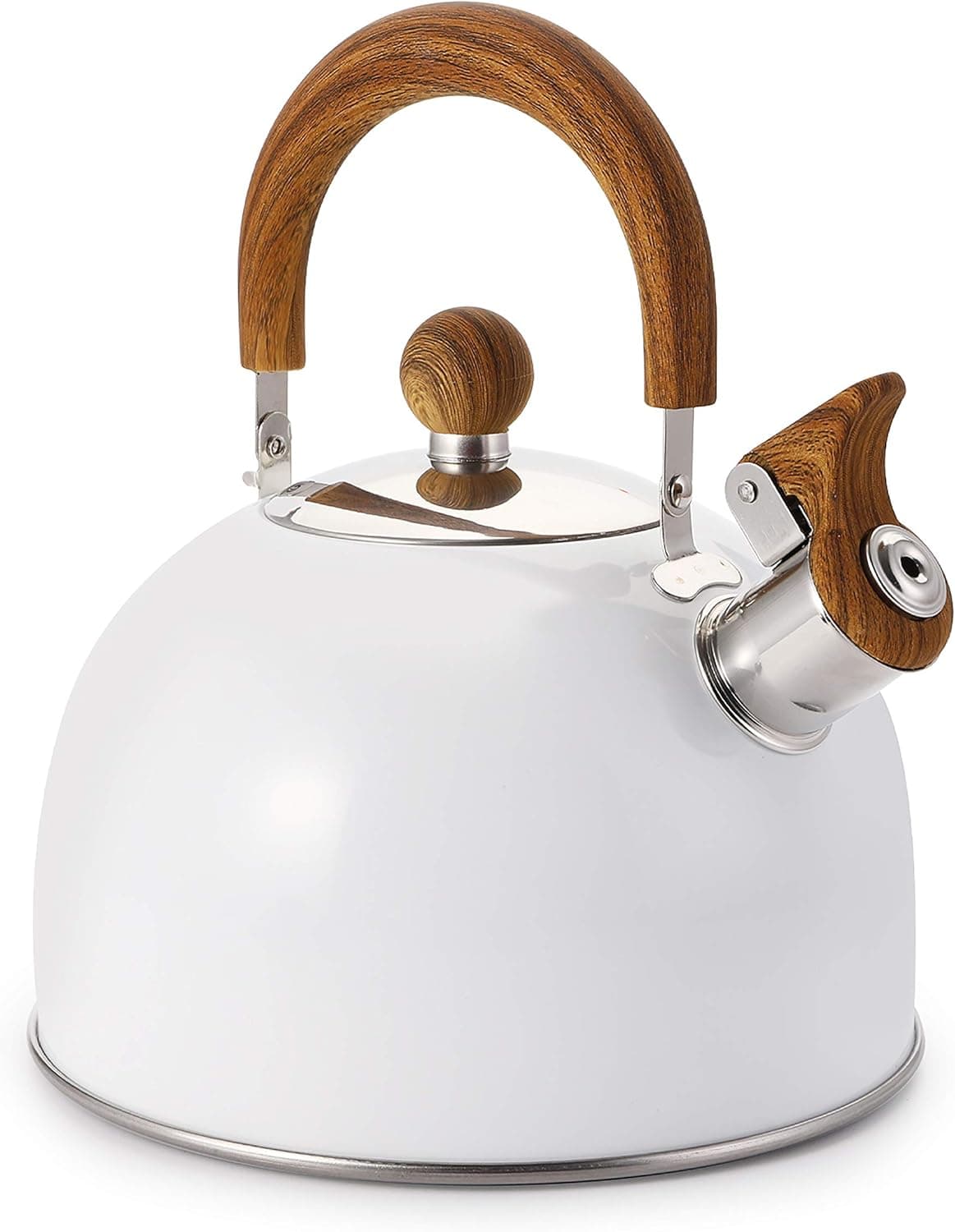 Cedilis Whistling Tea Kettle, Stainless Steel Stovetop Tea Pot, White, 2.64 Quart