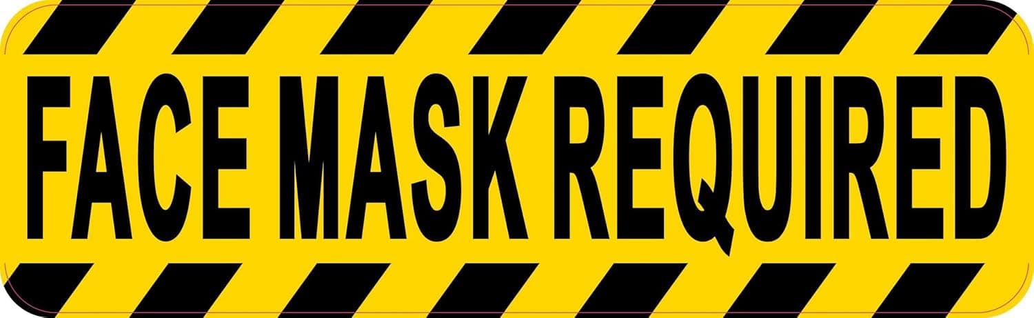 StickerTalk Face Mask Required Vinyl Sticker, 10 inches by 3 inches