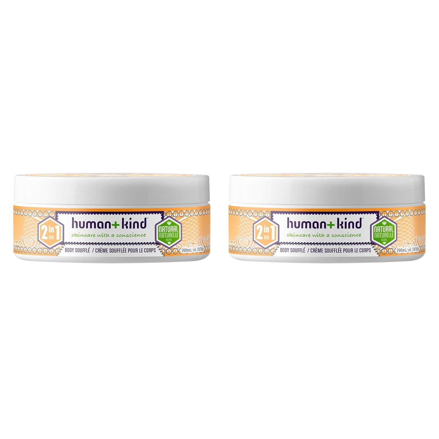 Human+Kind Moisture Body Souffle Cream - Tub Unisex 6.76 oz - Pack of 2