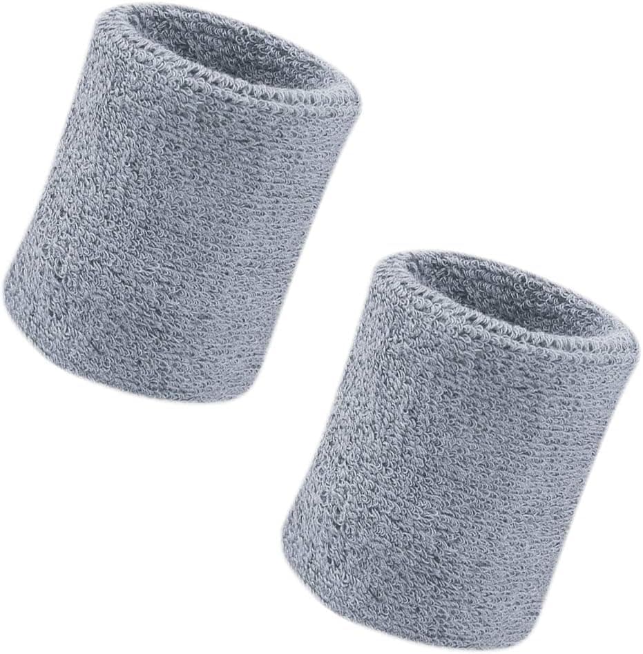 Vidillo Sweatband, Wrist Sweatband 2 Pack, 4 Inch Sports Sweatband Wristband Soft Thicken Cotton,for Tennis Gymnastics Football Basketball, Running Athletic Sports