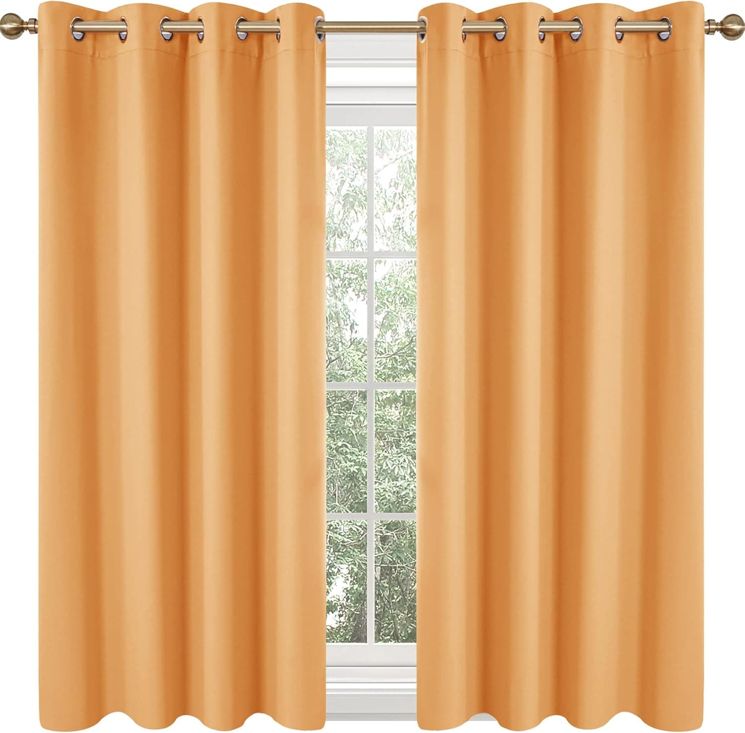 Deconovo Orange Kitchen Curtains, Room Darkening Blackout Drapes, Grommet Soundproof Window Treatments (Orange, 52x45 Inch, Set of 2)