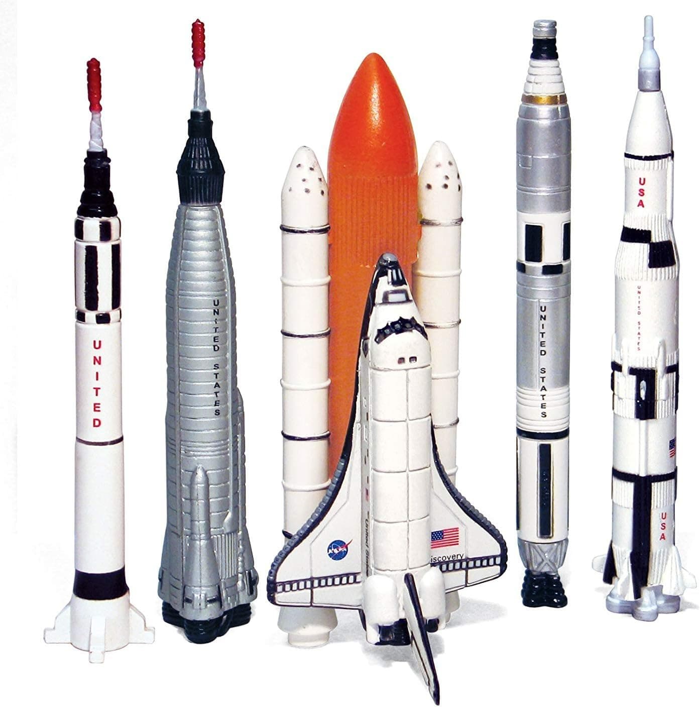 Echo Toys Spaceship Rocket Set - 5 Piece Space Program NASA Collector's Set - Mercury, Gemini, Apollo, Saturn Rockets And Space Shuttles