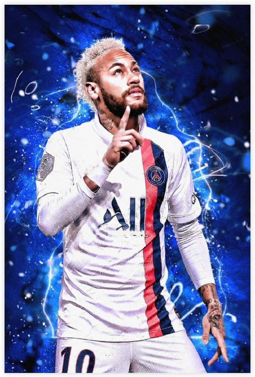 Famous Football Superstar Neymar High Definition Printed Poster Canvas Poster Wall Art Decor Print Picture Paintings for Living Room Bedroom Decoration 12×18inch(30×45cm) Unframe-style1