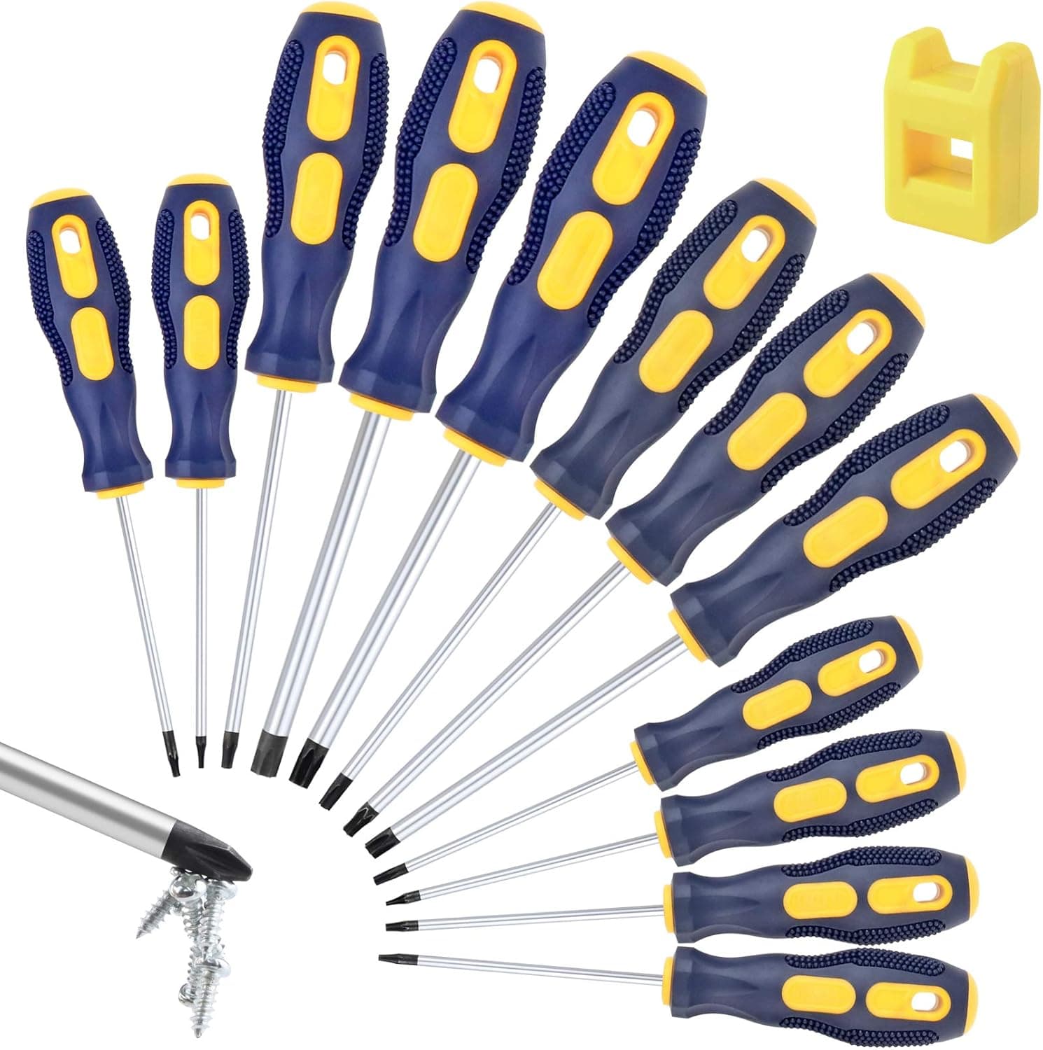 Torx Screwdriver Set,IEBUOBO 12 in 1 Magnetic Torx Security Screwdrivers with T5 to T40 Long Bit for Stihl Saws,Dyson Vacuum,Motorcycle,Bicycles,Automobile and Dishwasher